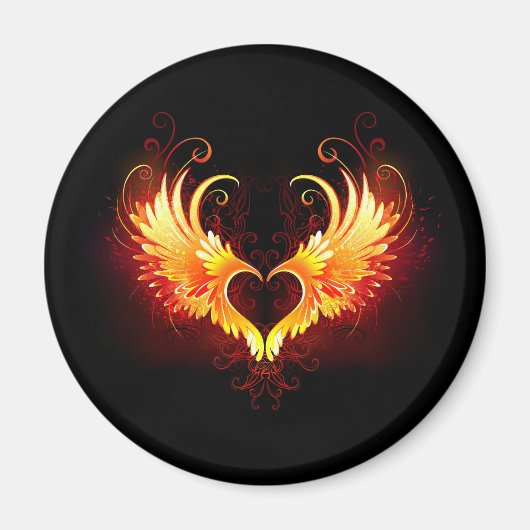 Angel Fire Heart met Wings Magneet (Voorkant)