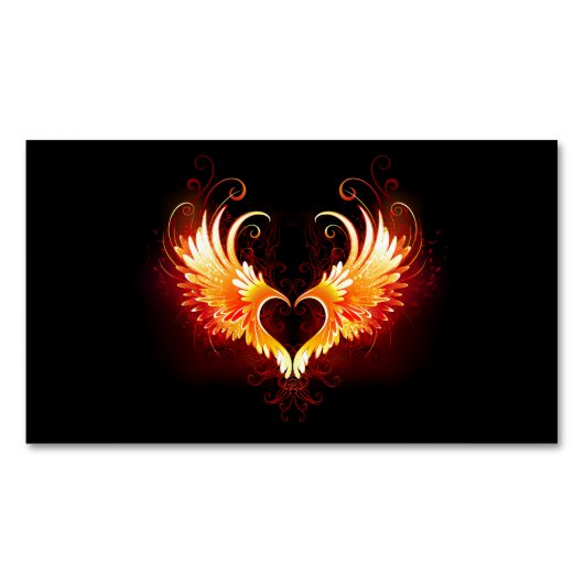 Angel Fire Heart met Wings Magnetisch Visitekaartje (Voorkant)