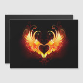 Angel Fire Heart met Wings Magnetische Uitnodiging (Voorkant / Achterkant)