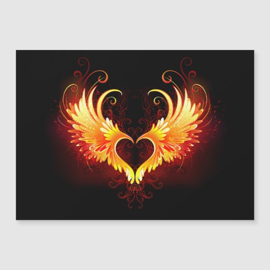 Angel Fire Heart met Wings Magnetische Uitnodiging (Voorkant)