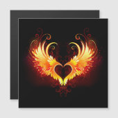 Angel Fire Heart met Wings Magnetische Uitnodiging (Voorkant / Achterkant)