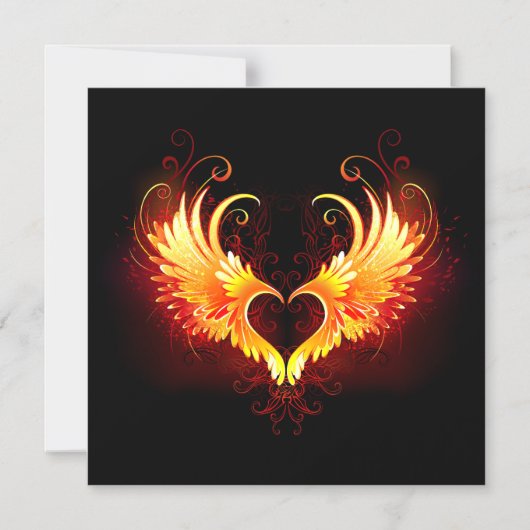 Angel Fire Heart met Wings Magnetische Uitnodiging (Voorkant)