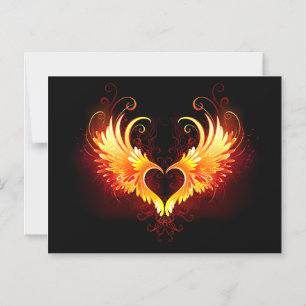 Angel Fire Heart met Wings Magnetische Uitnodiging