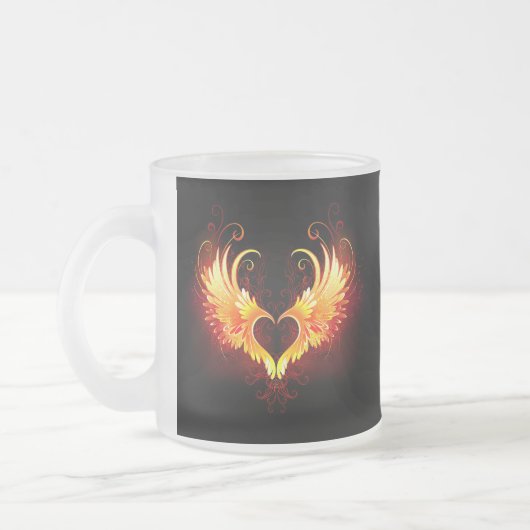 Angel Fire Heart met Wings Matglas Koffiemok (Links)