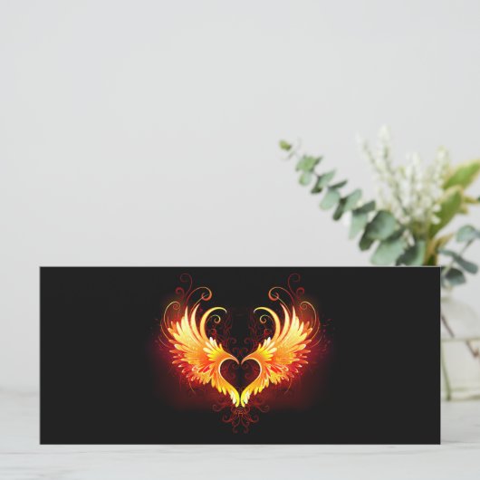 Angel Fire Heart met Wings Menu (Staand voorkant)