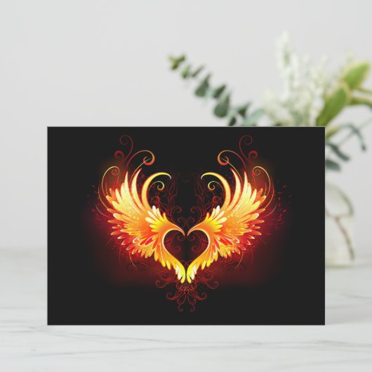 Angel Fire Heart met Wings Menu (Staand voorkant)