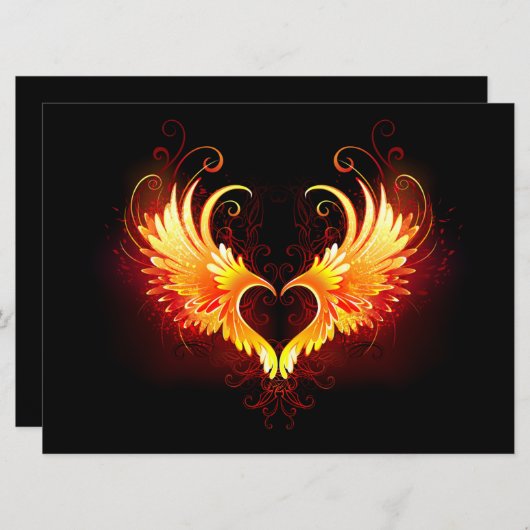 Angel Fire Heart met Wings Menu (Voorkant / Achterkant)