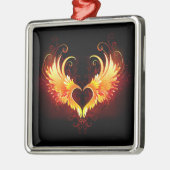 Angel Fire Heart met Wings Metalen Ornament (Links)