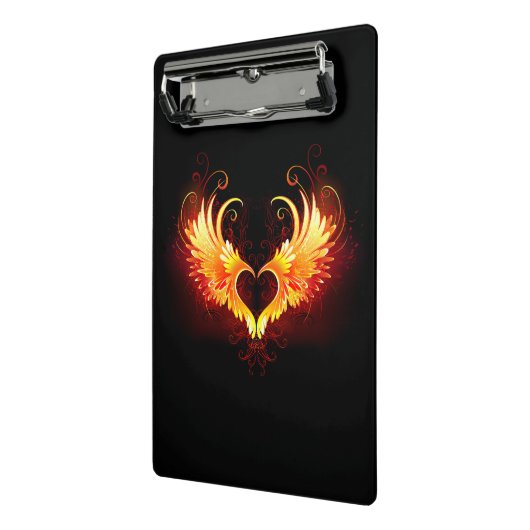 Angel Fire Heart met Wings Mini Klembord (Angled2)
