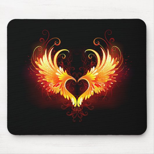 Angel Fire Heart met Wings Muismat (Voorkant)