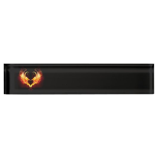 Angel Fire Heart met Wings Naambordje (Voorkant)