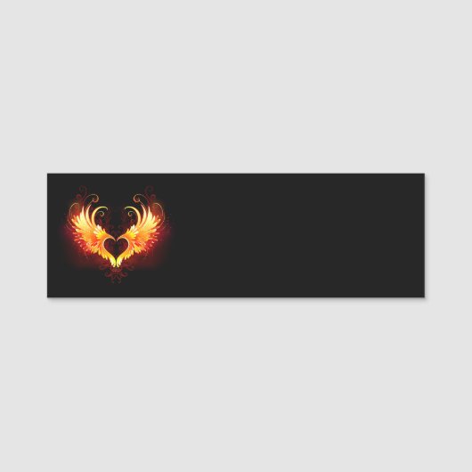 Angel Fire Heart met Wings Naamplaatje (Voorkant)