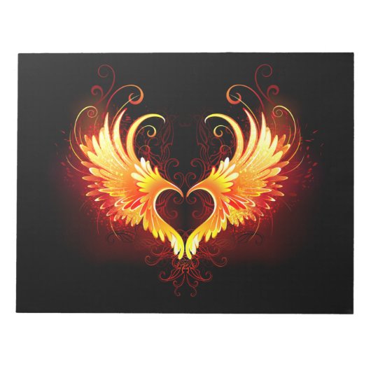 Angel Fire Heart met Wings Notitieblok (Voorkant)