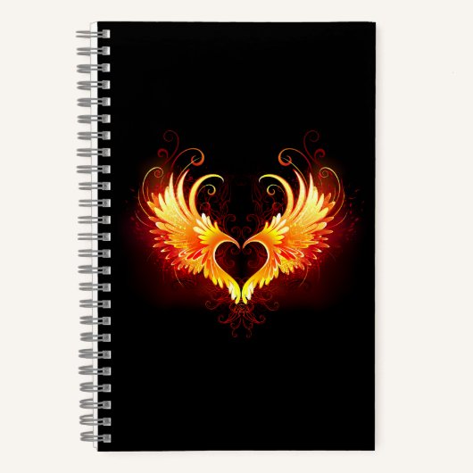 Angel Fire Heart met Wings Notitieboek (Voorkant)