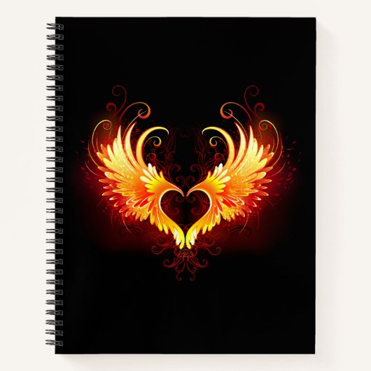Angel Fire Heart met Wings Notitieboek (Voorkant)