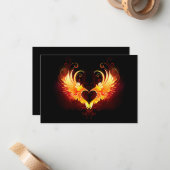 Angel Fire Heart met Wings Notitiekaartje (Voorkant / Achterkant in situ)