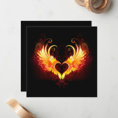 Angel Fire Heart met Wings Notitiekaartje (Voorkant / Achterkant in situ)