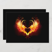 Angel Fire Heart met Wings Notitiekaartje (Voorkant / Achterkant)