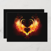 Angel Fire Heart met Wings Notitiekaartje (Voorkant / Achterkant)