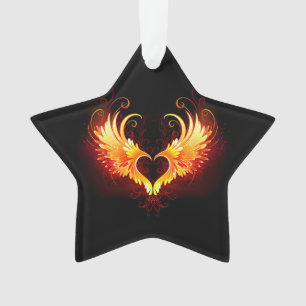 Angel Fire Heart met Wings Ornament