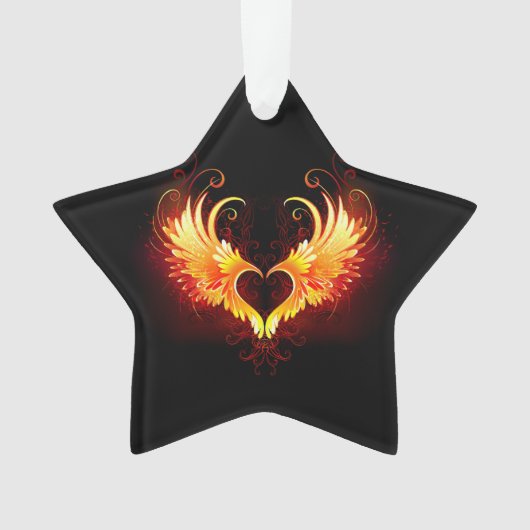 Angel Fire Heart met Wings Ornament (voorkant)