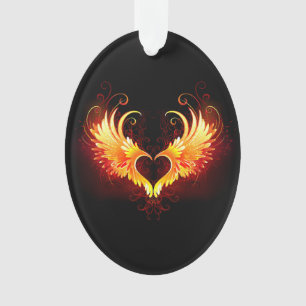 Angel Fire Heart met Wings Ornament