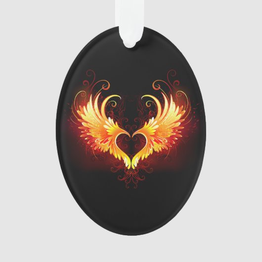 Angel Fire Heart met Wings Ornament (voorkant)