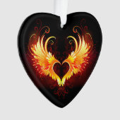 Angel Fire Heart met Wings Ornament (voorkant)