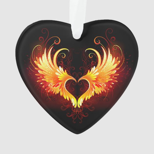 Angel Fire Heart met Wings Ornament (achterkant)