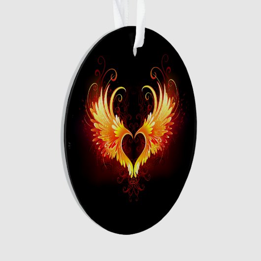 Angel Fire Heart met Wings Ornament (voorkant)