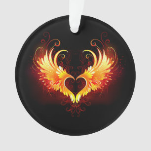 Angel Fire Heart met Wings Ornament