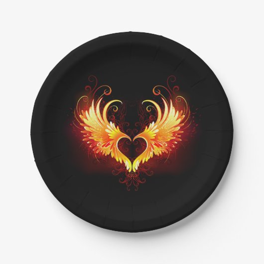 Angel Fire Heart met Wings Papieren Bordje (Voorkant)