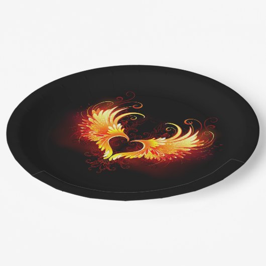 Angel Fire Heart met Wings Papieren Bordje (Gekanteld)