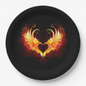 Angel Fire Heart met Wings Papieren Bordje (Voorkant)