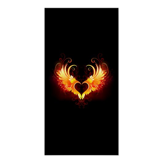 Angel Fire Heart met Wings Perfect Poster (Voorkant)