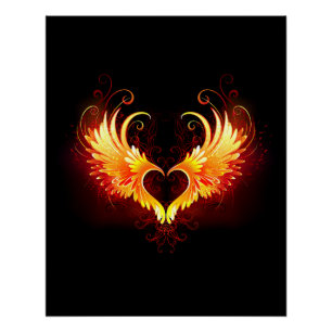 Angel Fire Heart met Wings Perfect Poster