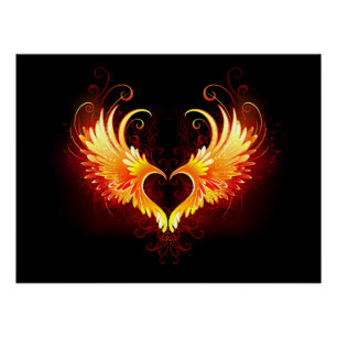 Angel Fire Heart met Wings Perfect Poster