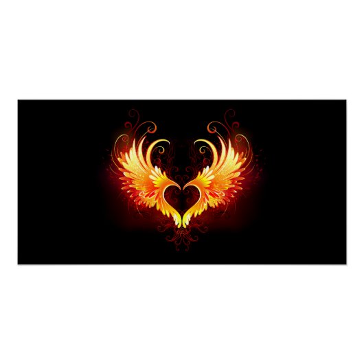 Angel Fire Heart met Wings Perfect Poster (Voorkant)