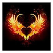 Angel Fire Heart met Wings Perfect Poster (Voorkant)