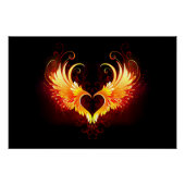 Angel Fire Heart met Wings Perfect Poster (Voorkant)