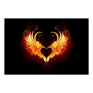Angel Fire Heart met Wings Perfect Poster