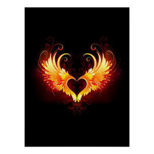 Angel Fire Heart met Wings Perfect Poster