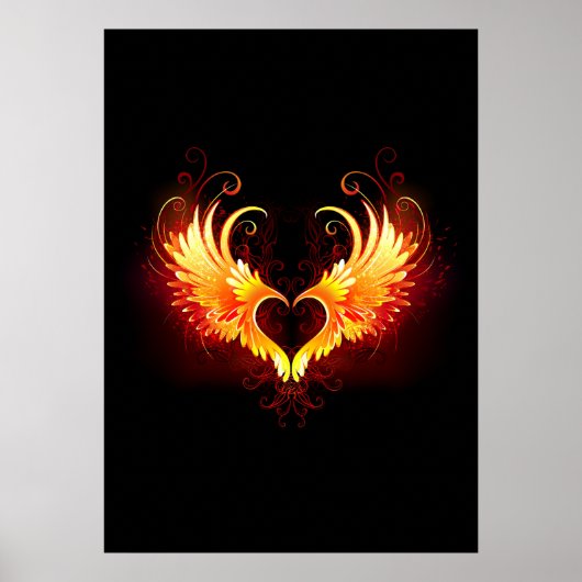 Angel Fire Heart met Wings Poster (Voorkant)