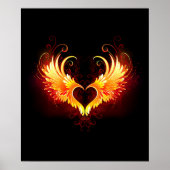 Angel Fire Heart met Wings Poster (Voorkant)
