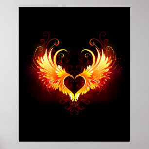 Angel Fire Heart met Wings Poster