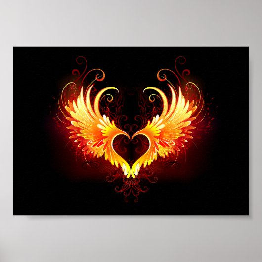 Angel Fire Heart met Wings Poster (Voorkant)