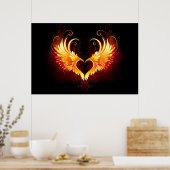 Angel Fire Heart met Wings Poster (Keuken)
