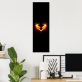 Angel Fire Heart met Wings Poster (Thuiskantoor)