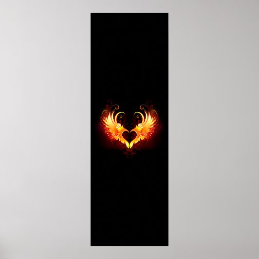 Angel Fire Heart met Wings Poster (Voorkant)