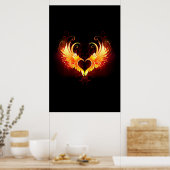 Angel Fire Heart met Wings Poster (Keuken)